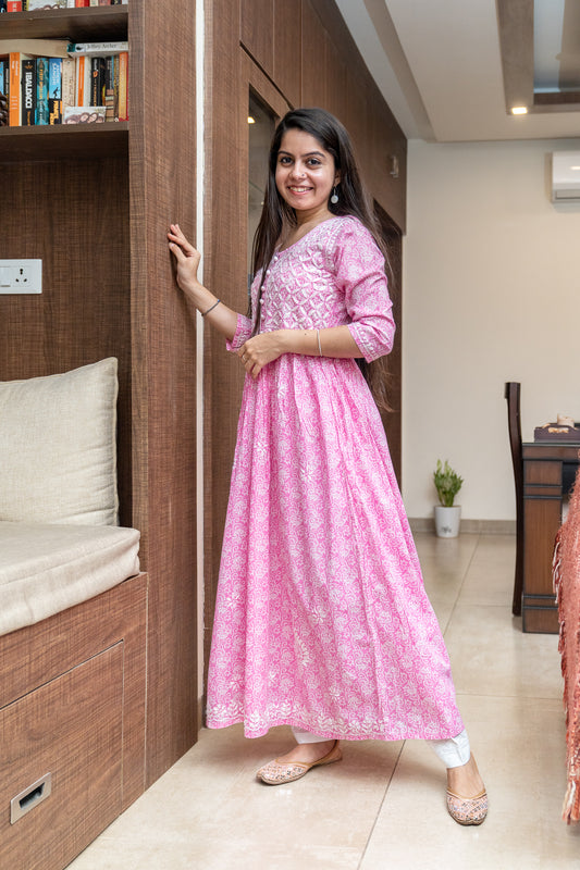 Mulmul A-Line Gown - Pink