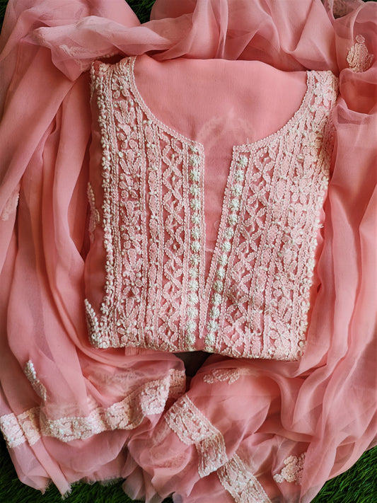 Georgette Unstitched Suit Length - Light Pink
