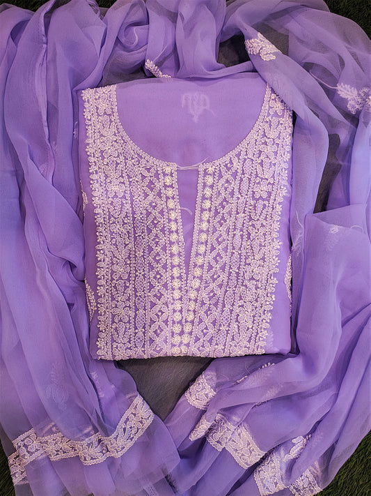 Georgette Unstitched Suit Length - Purple